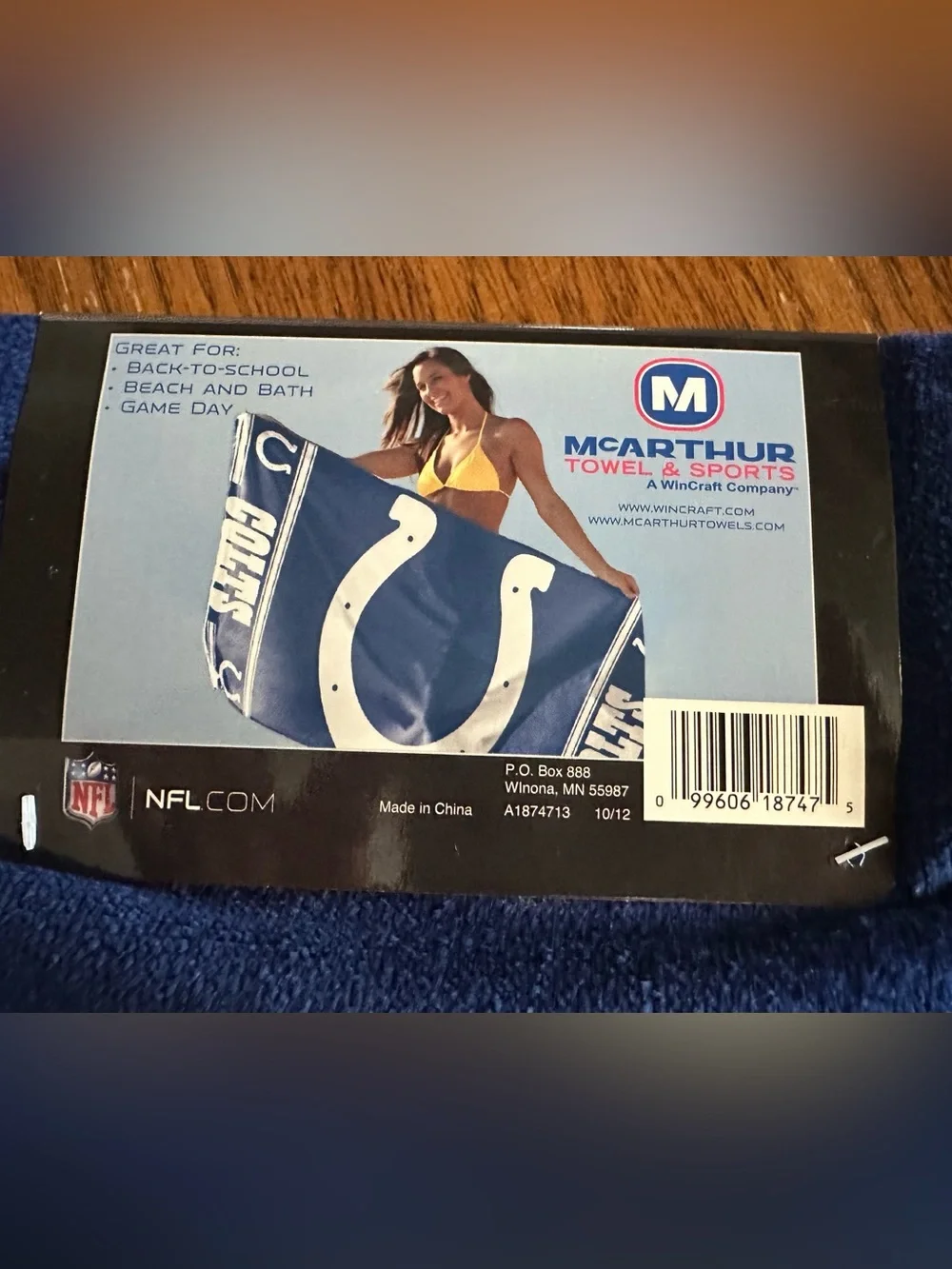 McArthur NFL Indianapolis Colts beach towel